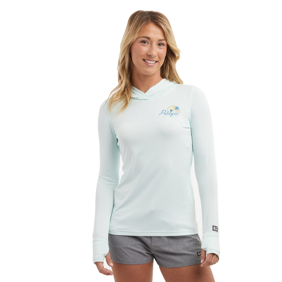 Pelagic Aquatek Sunset Sails Women's Hooded Fishing Shirt