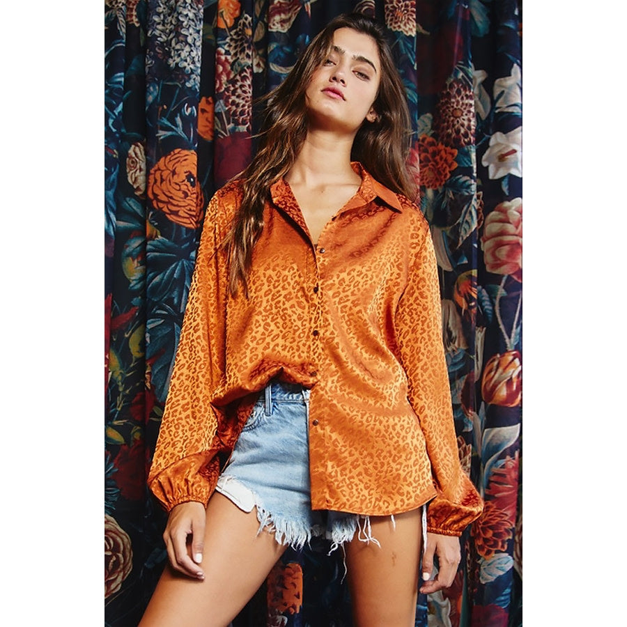 Fall is Mine Button Up Satin Blouse