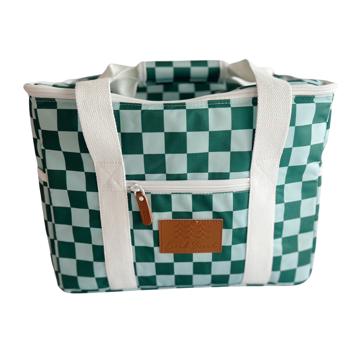 Packable Poly Canvas Green/Blue Checker Cooler Bag
