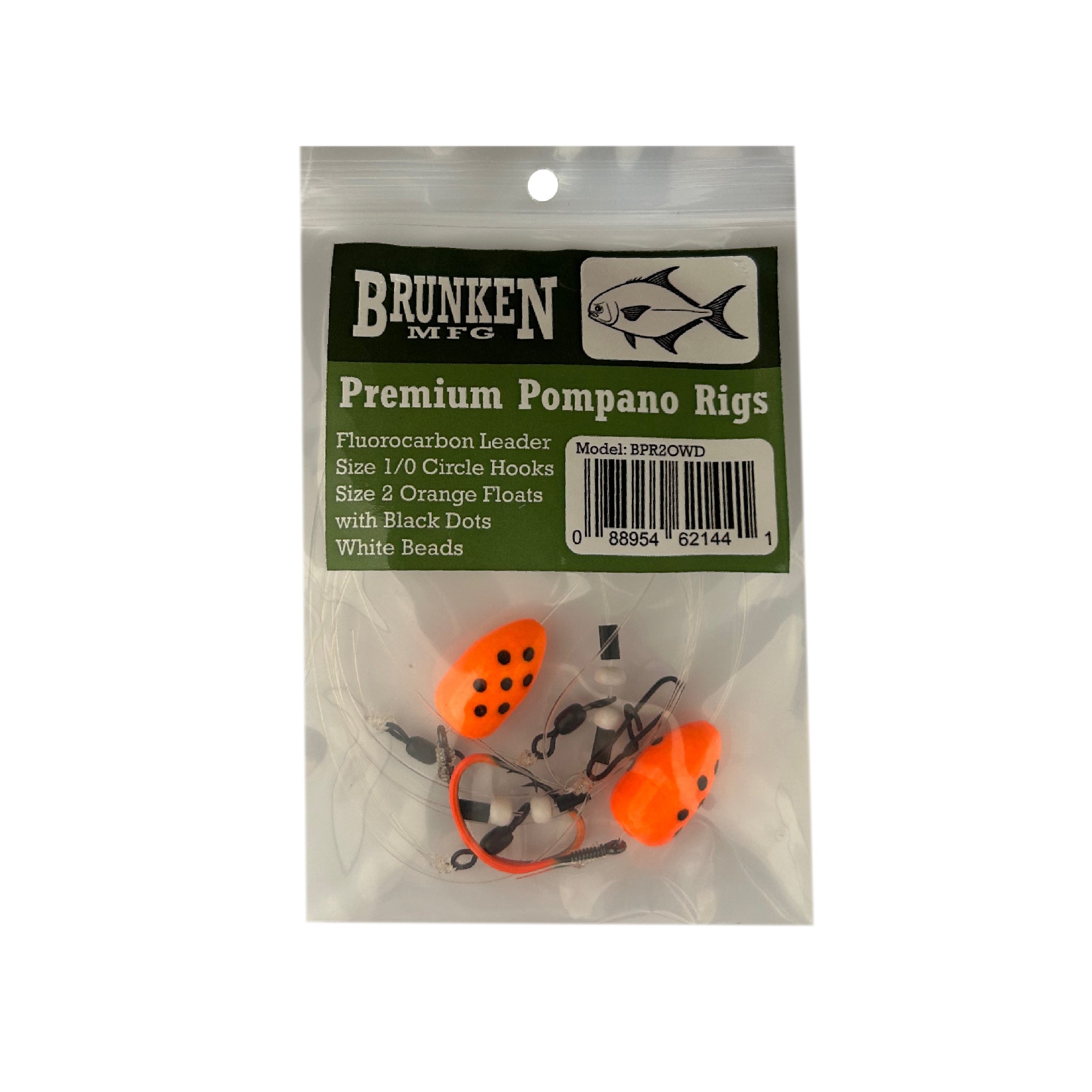 Brunken Premium Pompano Rigs with Bead