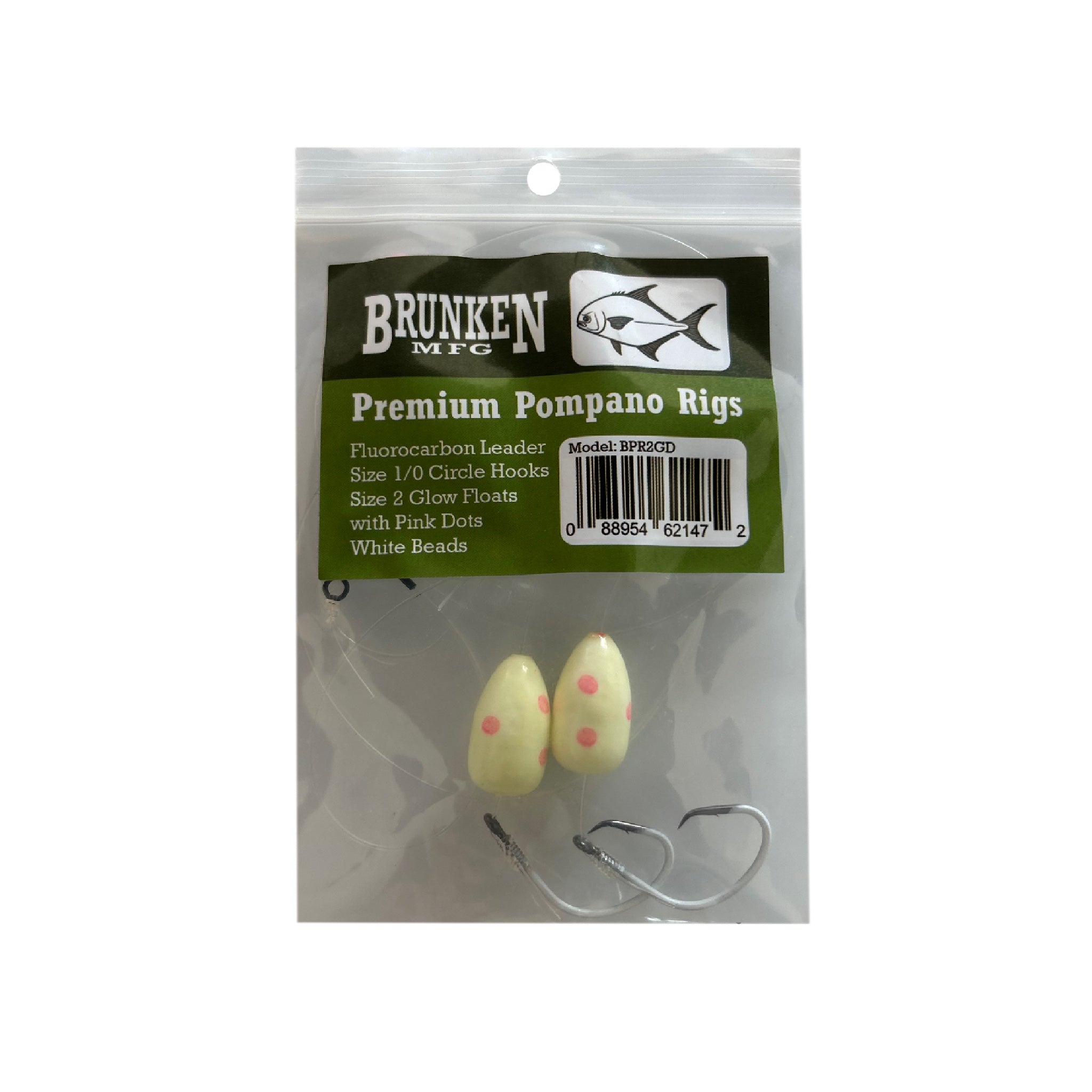 Brunken Premium Pompano Rigs with Bead