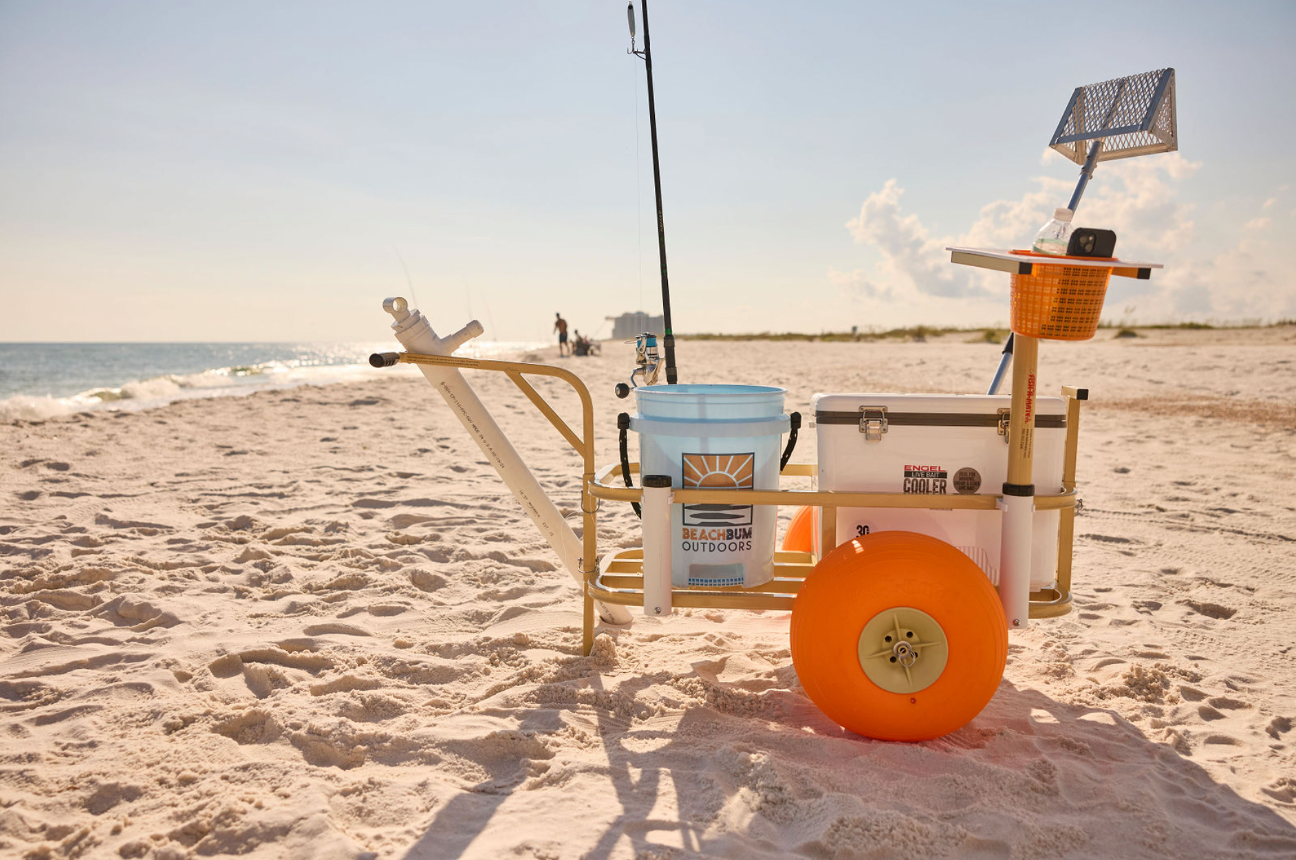 Economy Orange Wheel Beach Cart