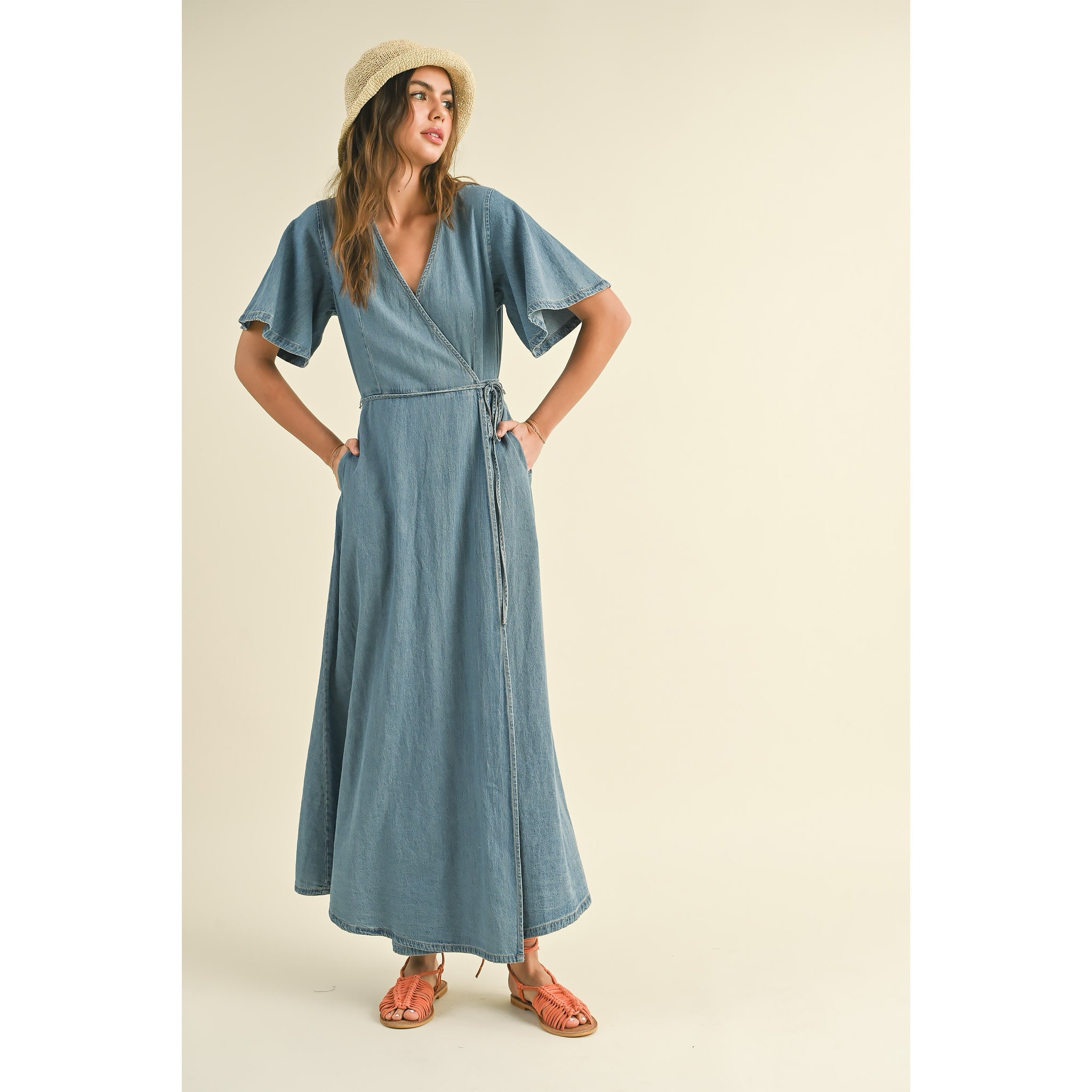 Bluebell Maxi Denim Wrap Dress – Washed Denim