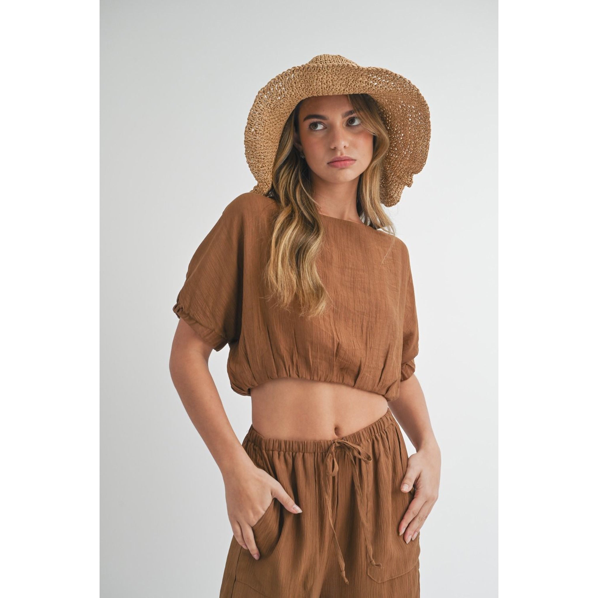 Cabana Club Textured Crop Top