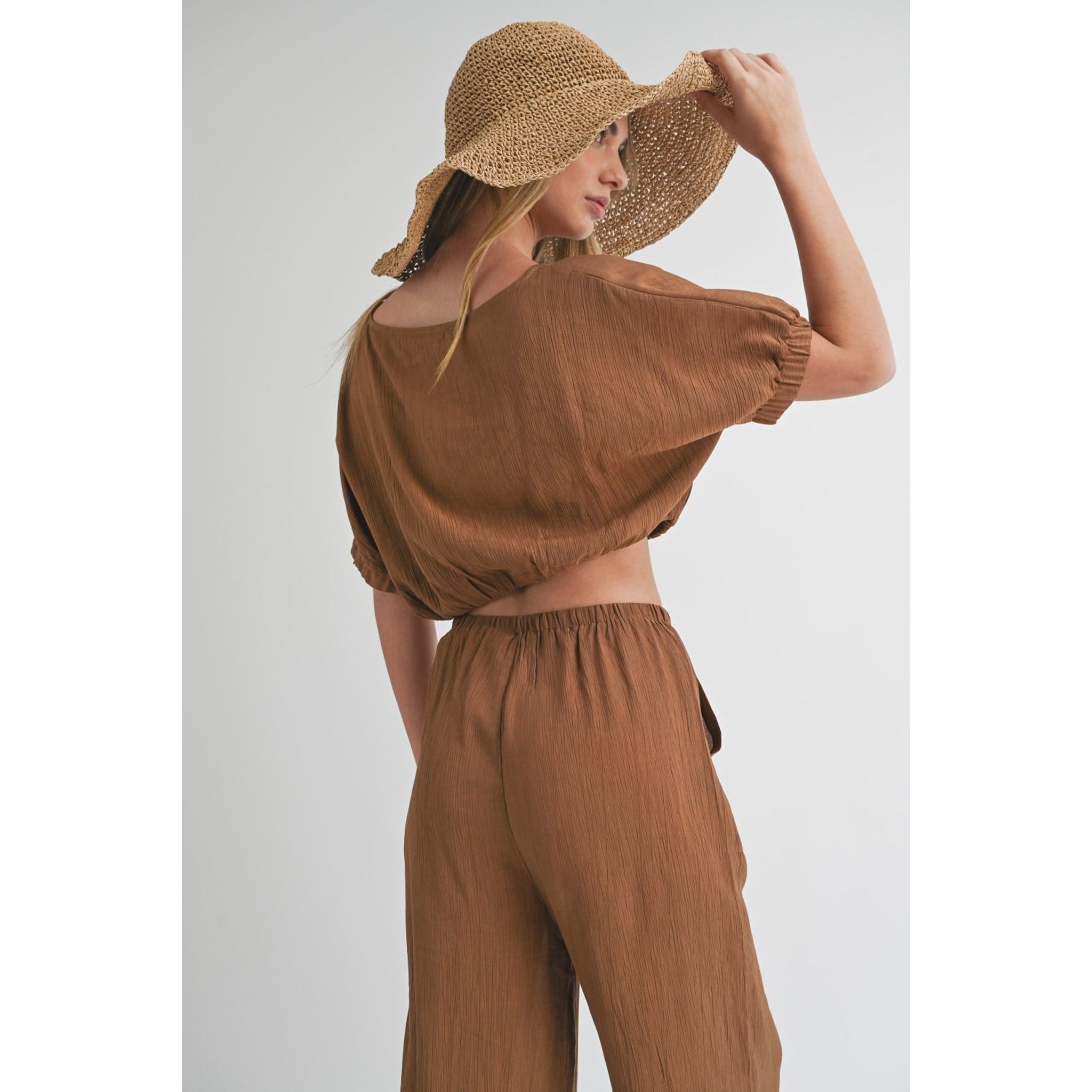 Cabana Club Textured Crop Top