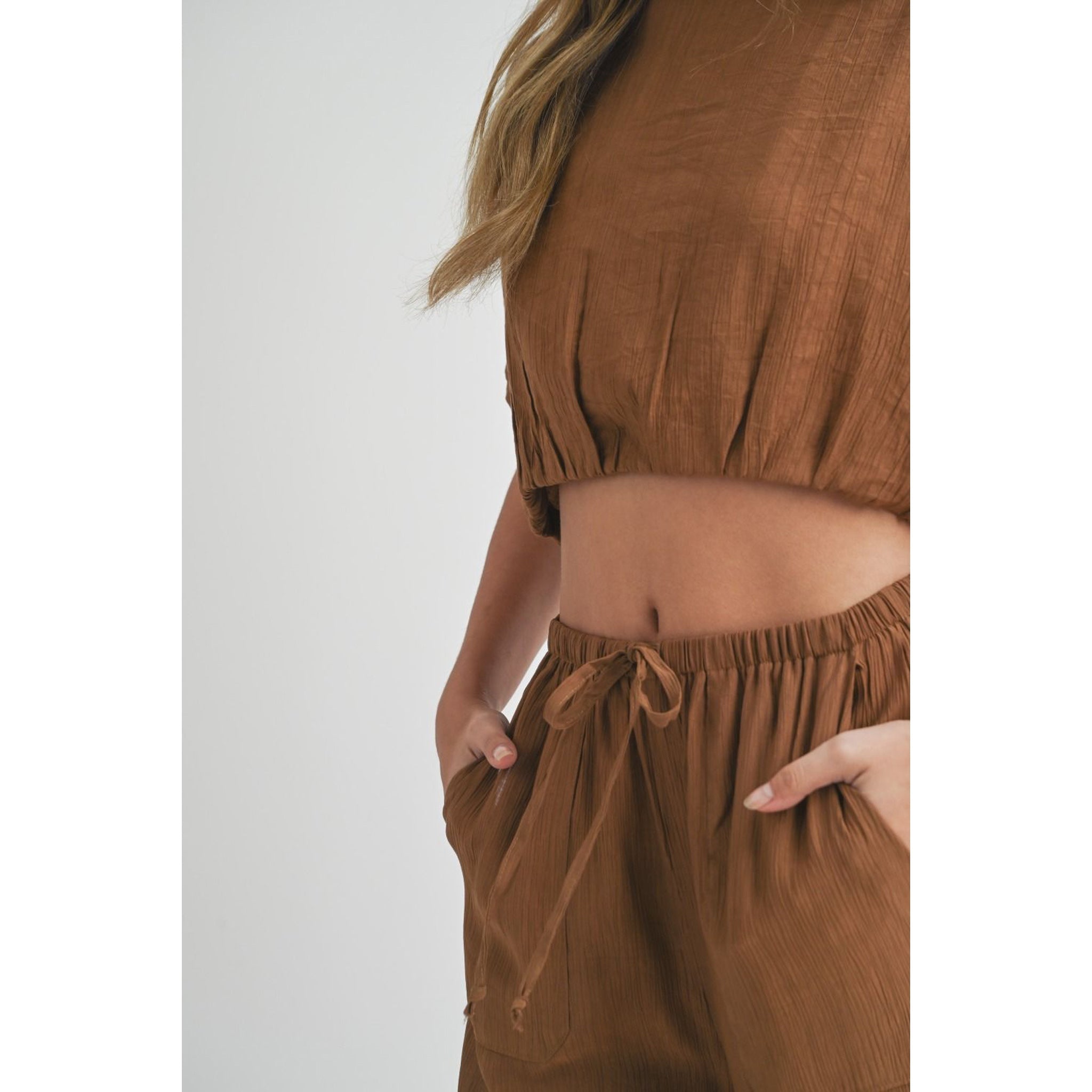 Cabana Club Textured Crop Top