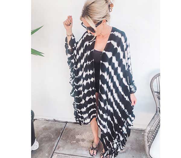 Black Tie Dye Kimono Cover Up