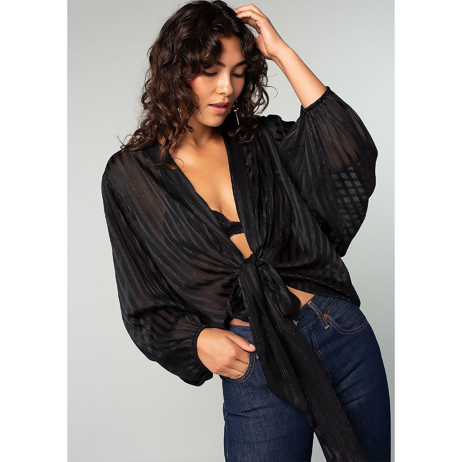 City Dreams Tie Front Kimono Top