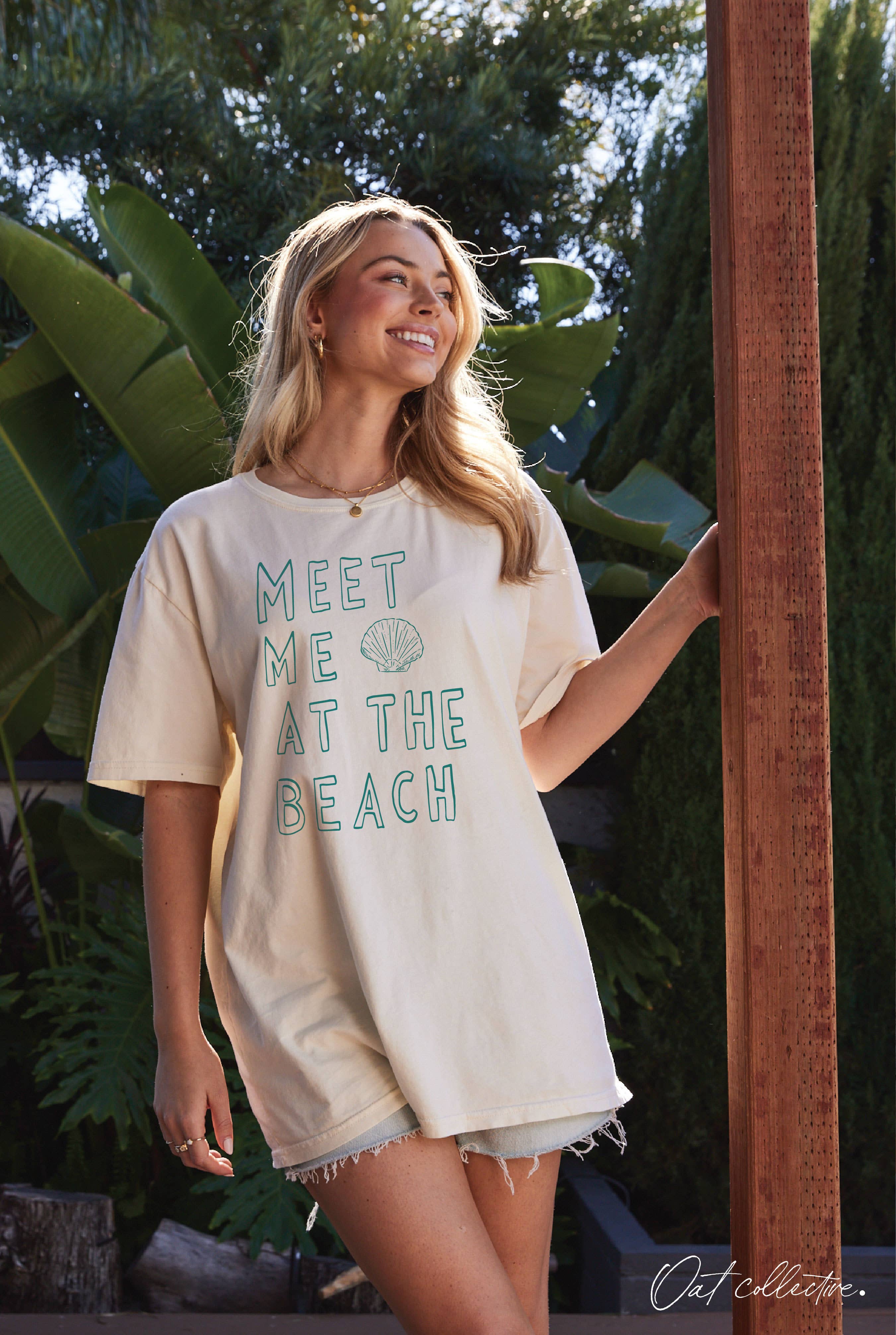 MEET ME AT THE BEACH Oversized Tee