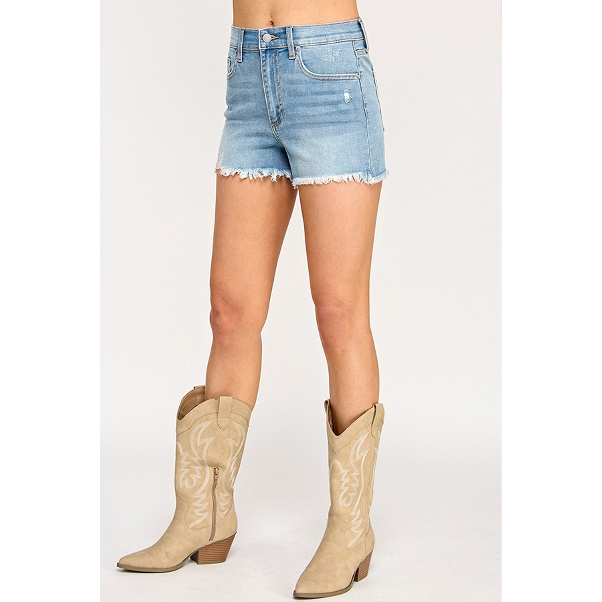 The Kelli Frayed High Rise Jean Shorts