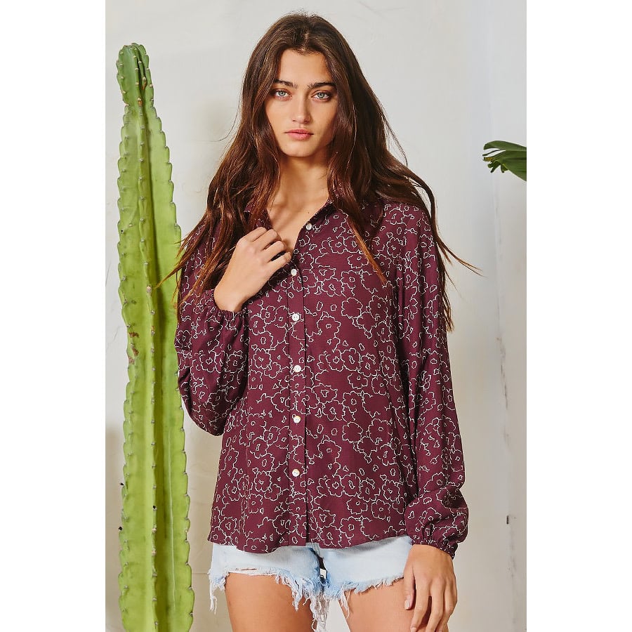 Playful Poppies Button Down Blouse