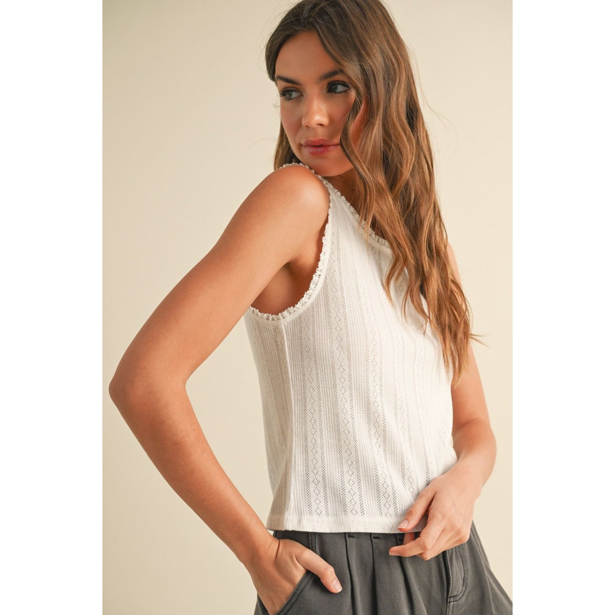 Tessa Pointelle Ruffle Top