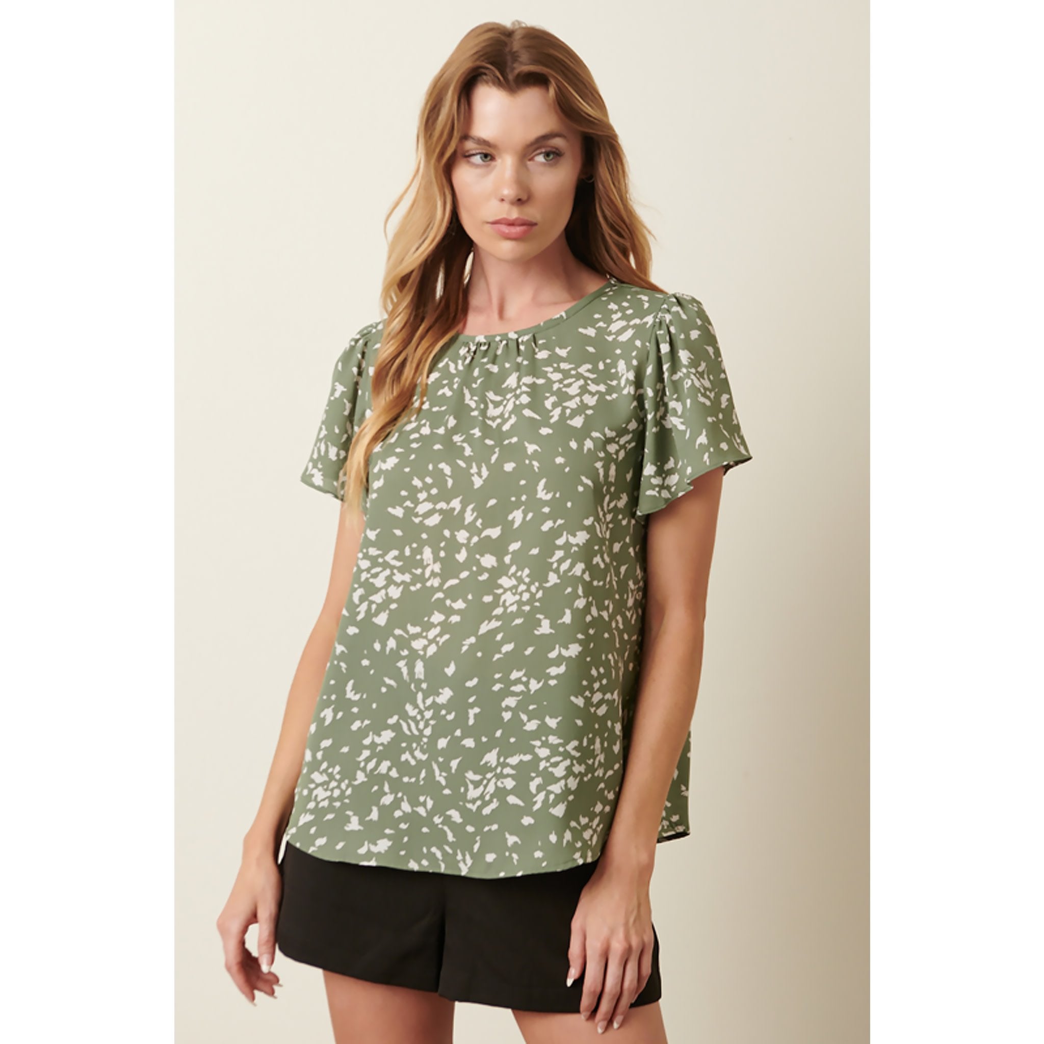 Touch of Whimsy Flutter Sleeve Blouse