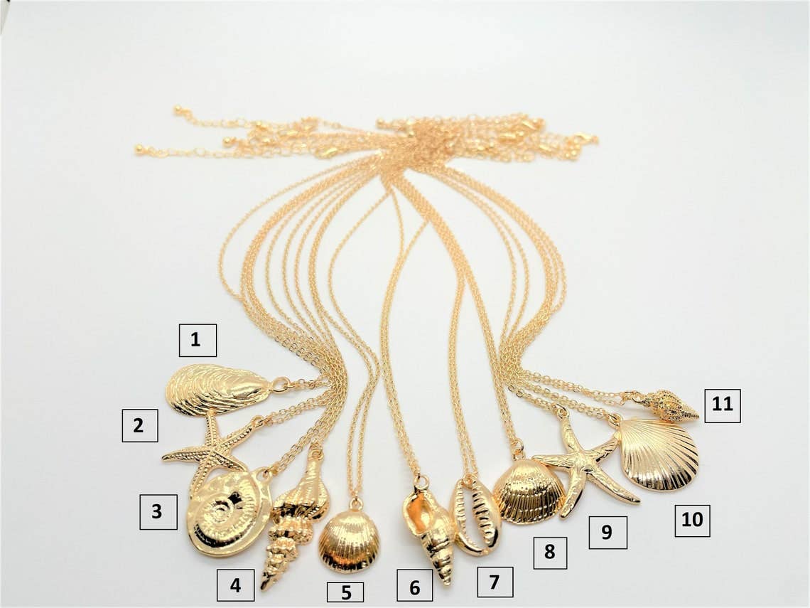 Gold Seashell Necklace - 18K Gold Plated Ocean Necklaces