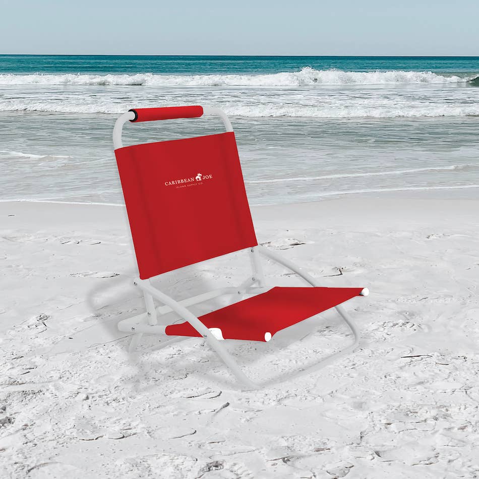 Caribbean Joe Low Sand Folding Beach Chair - Red