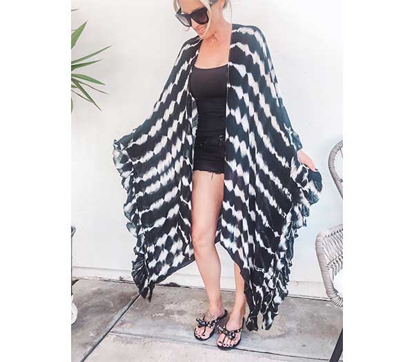 Black Tie Dye Kimono Cover Up