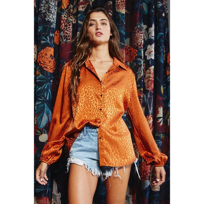 Fall is Mine Button Up Satin Blouse