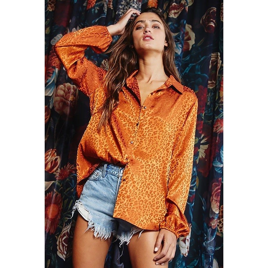 Fall is Mine Button Up Satin Blouse