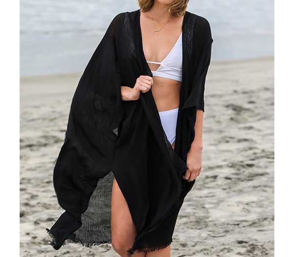 Local Beach Black Luxe Kimono Cover Up
