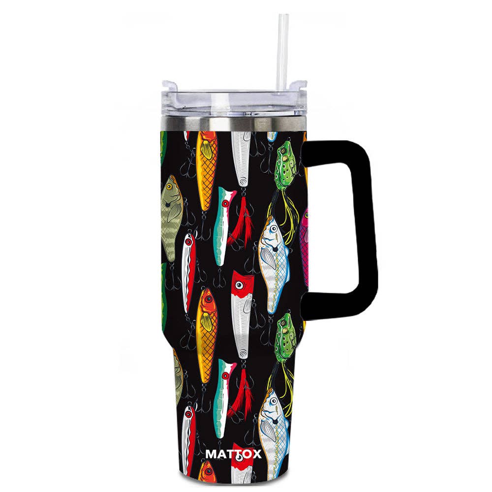 Fishing Lures Tumbler Cup with Straw