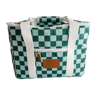 Packable Poly Canvas Green/Blue Checker Cooler Bag