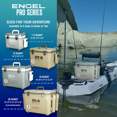 Engel Live bait Pro Cooler with AP3 Rechargeable Aerator & Stainless Hardware