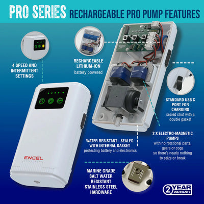 Engel Live bait Pro Cooler with AP3 Rechargeable Aerator & Stainless Hardware