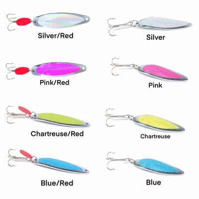 casting lures for surf fishing Sea Striker SES50-BLU Nickel Prism Casting Spoon with Teaser Tab, 1/2