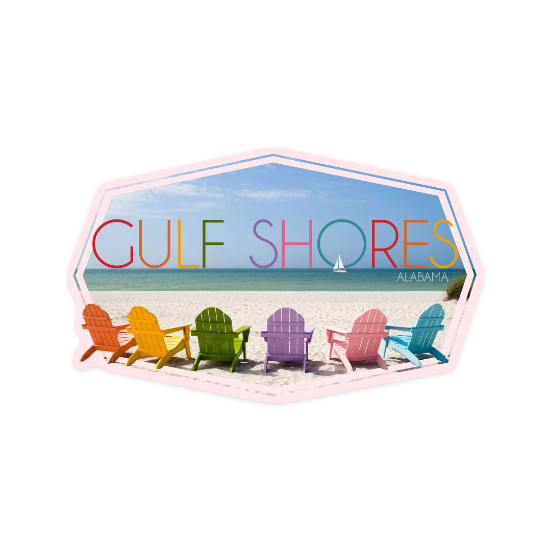 STICKER Gulf Shores, Alabama, Colorful Beach Chairs