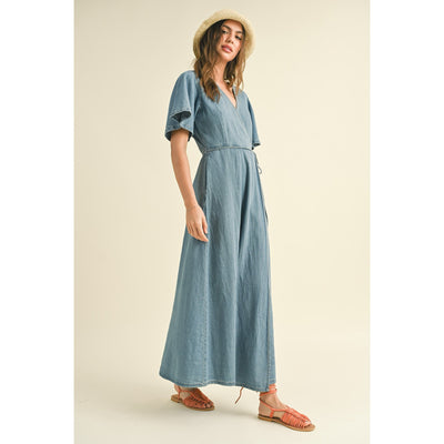Weekend Stroll Denim Wrap Dress