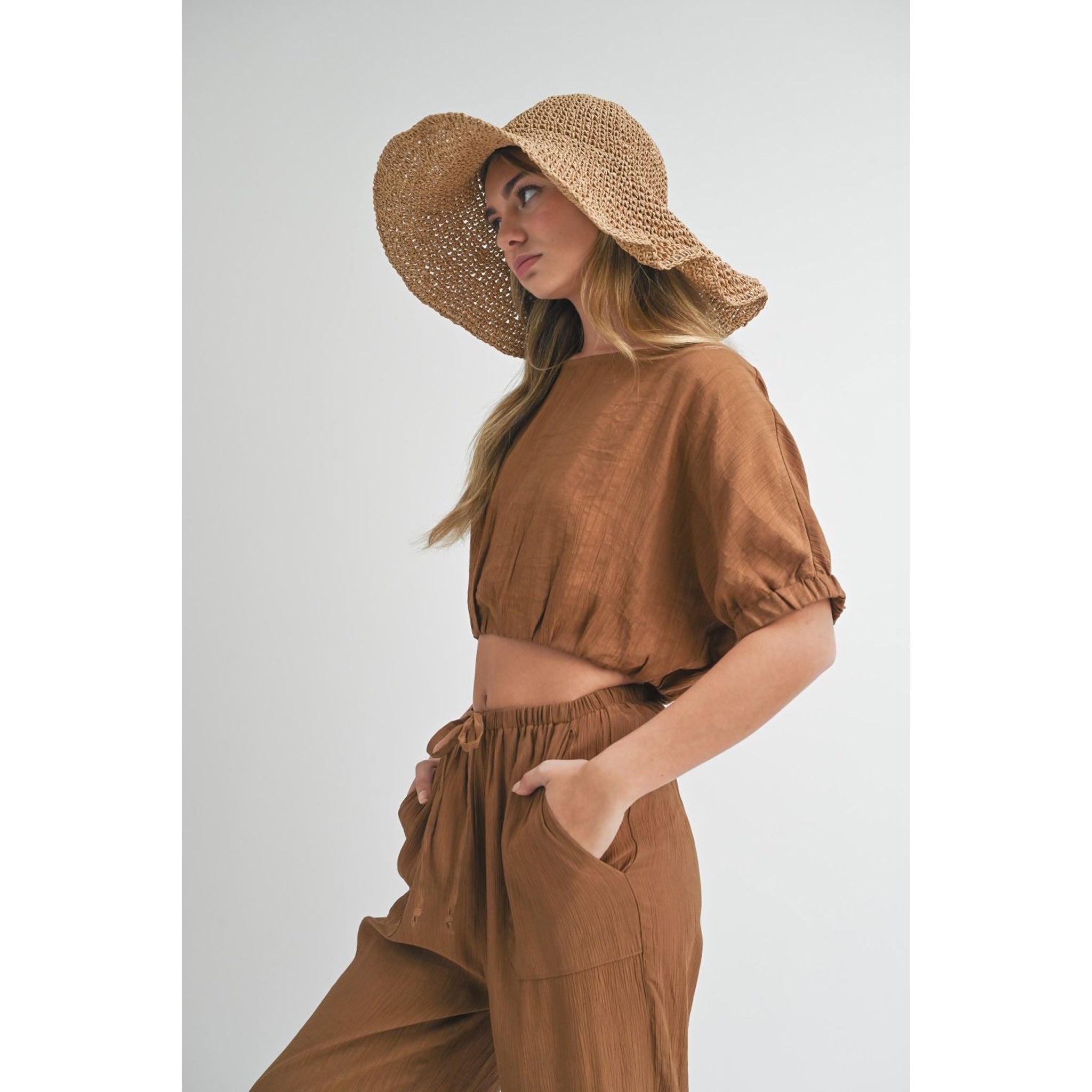 Cabana Club Textured Crop Top