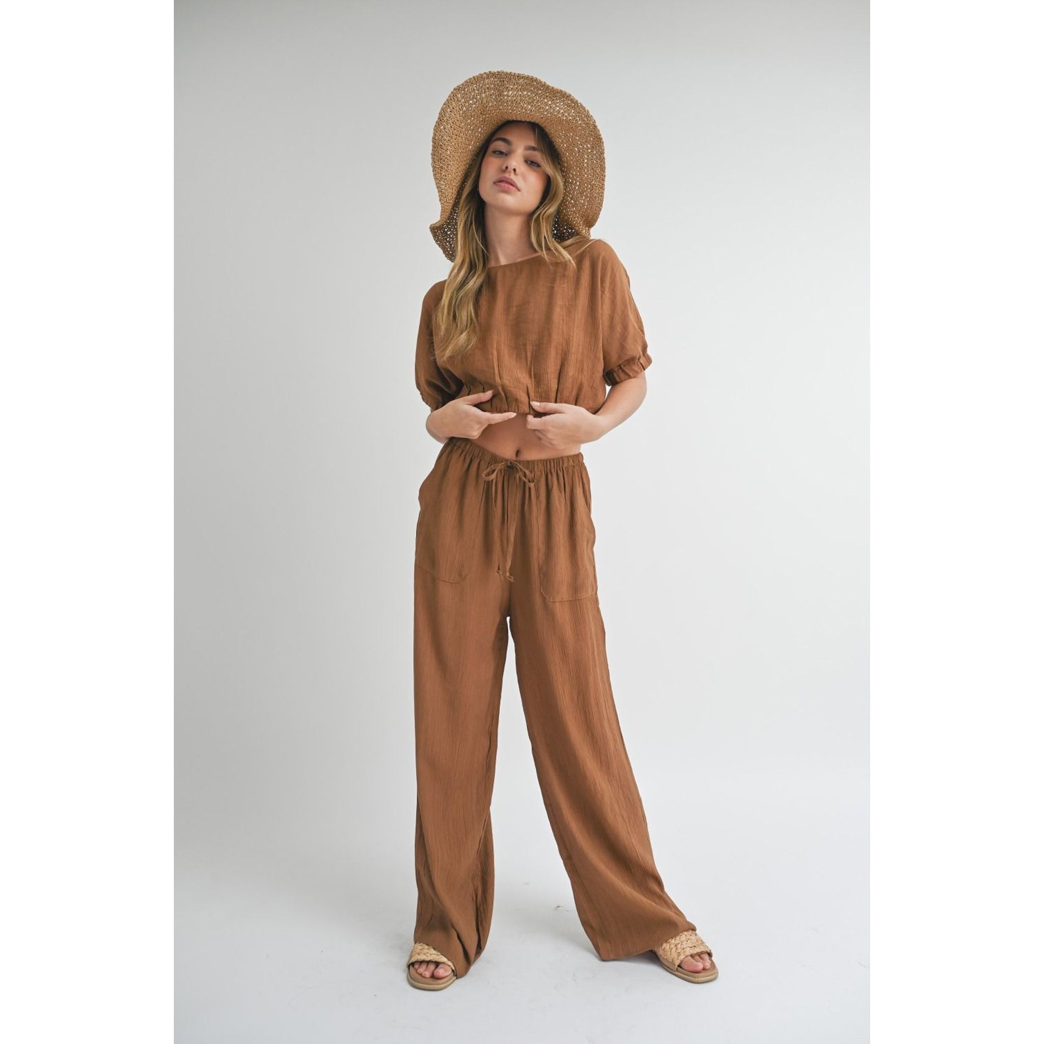 Cabana Club Textured Crop Top