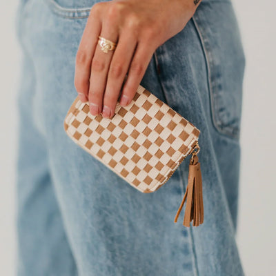 Checkered Wynona Woven Wallet
