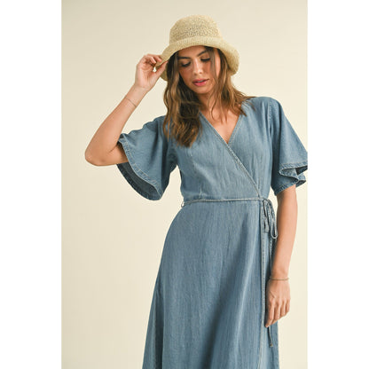 Weekend Stroll Denim Wrap Dress