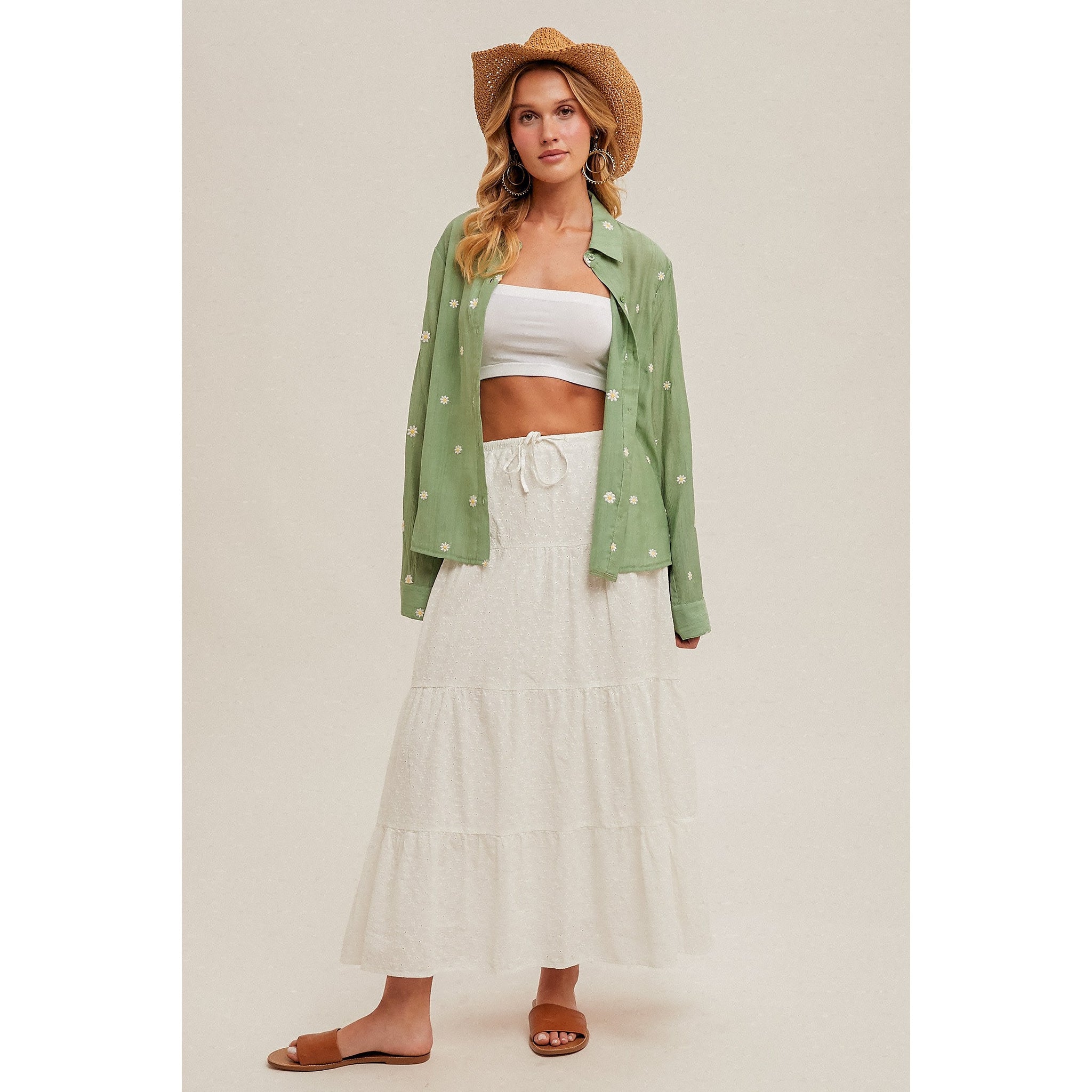 Darling Daisy Embroidered Button Down Shirt