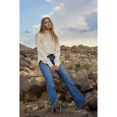 Bring the Bubbly Mock Neck Velvet Top