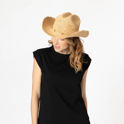 Ines Crochet Raffia Cowboy Hat