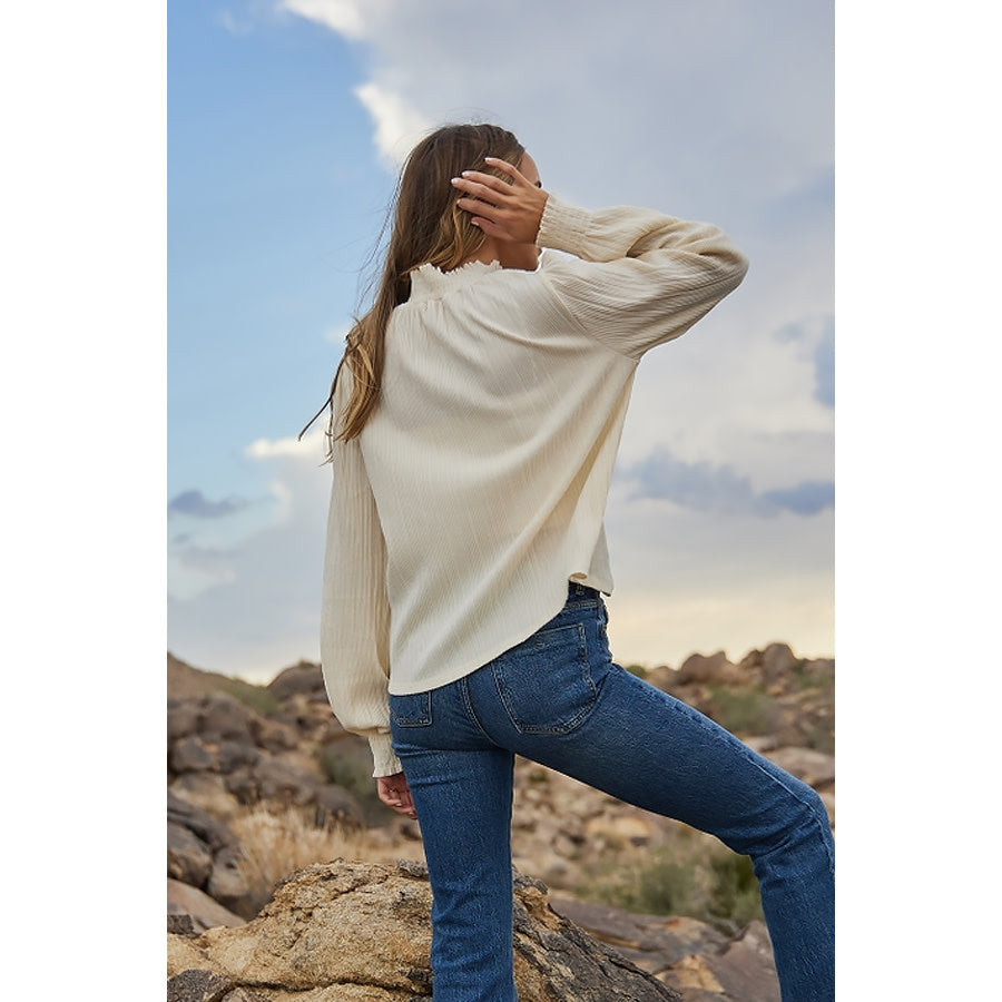 Bring the Bubbly Mock Neck Velvet Top