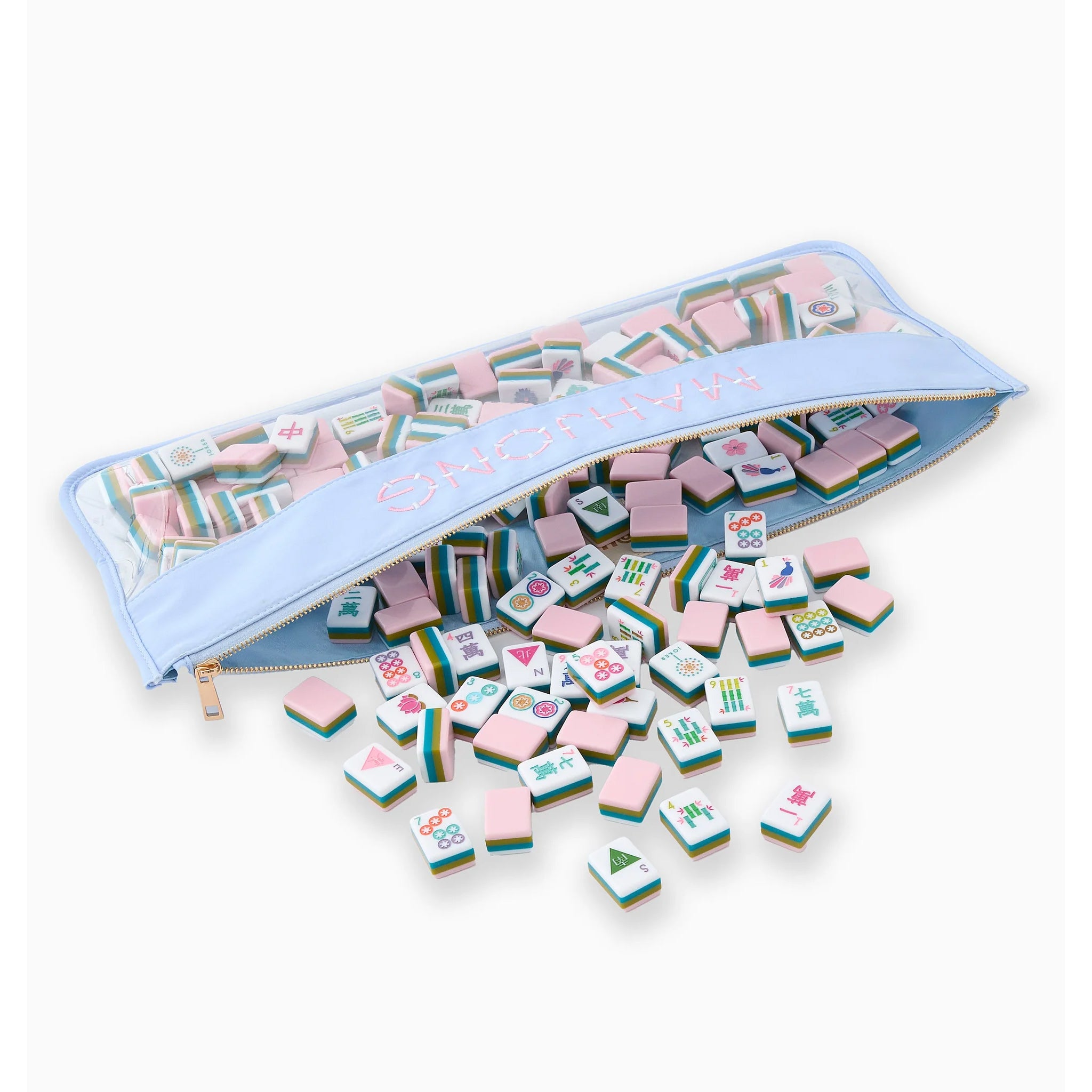 Light Blue Bamboo Mahjong Bag