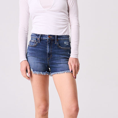 The Kelli Frayed High Rise Jean Shorts