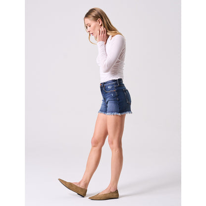 The Kelli Frayed High Rise Jean Shorts