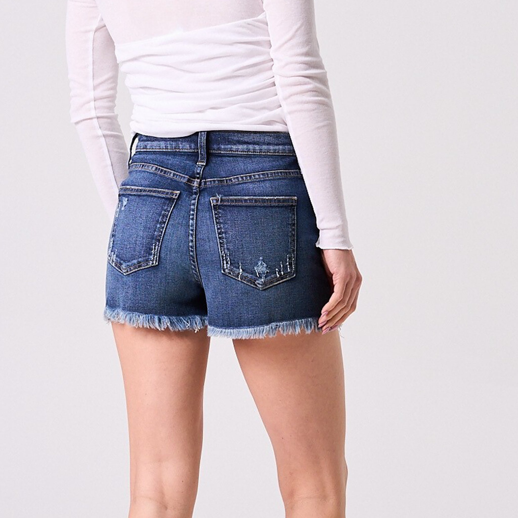 The Kelli Frayed High Rise Jean Shorts
