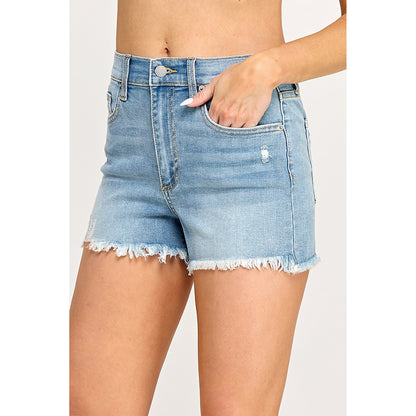 The Kelli Frayed High Rise Jean Shorts