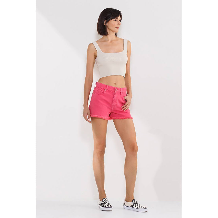The Amanda High Rise Fray Hem Jean Shorts