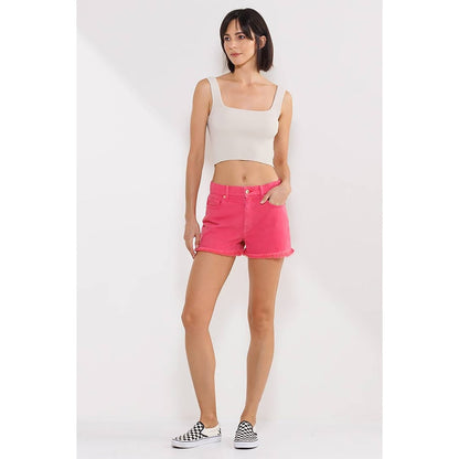 The Amanda High Rise Fray Hem Jean Shorts