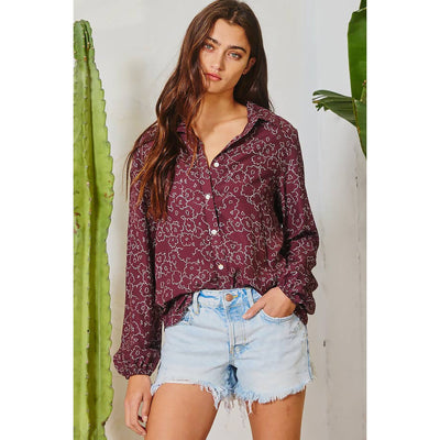 Playful Poppies Button Down Blouse