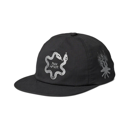 Run Amok 5 Panel Hat - Black