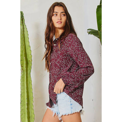 Playful Poppies Button Down Blouse