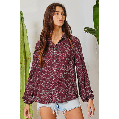 Playful Poppies Button Down Blouse