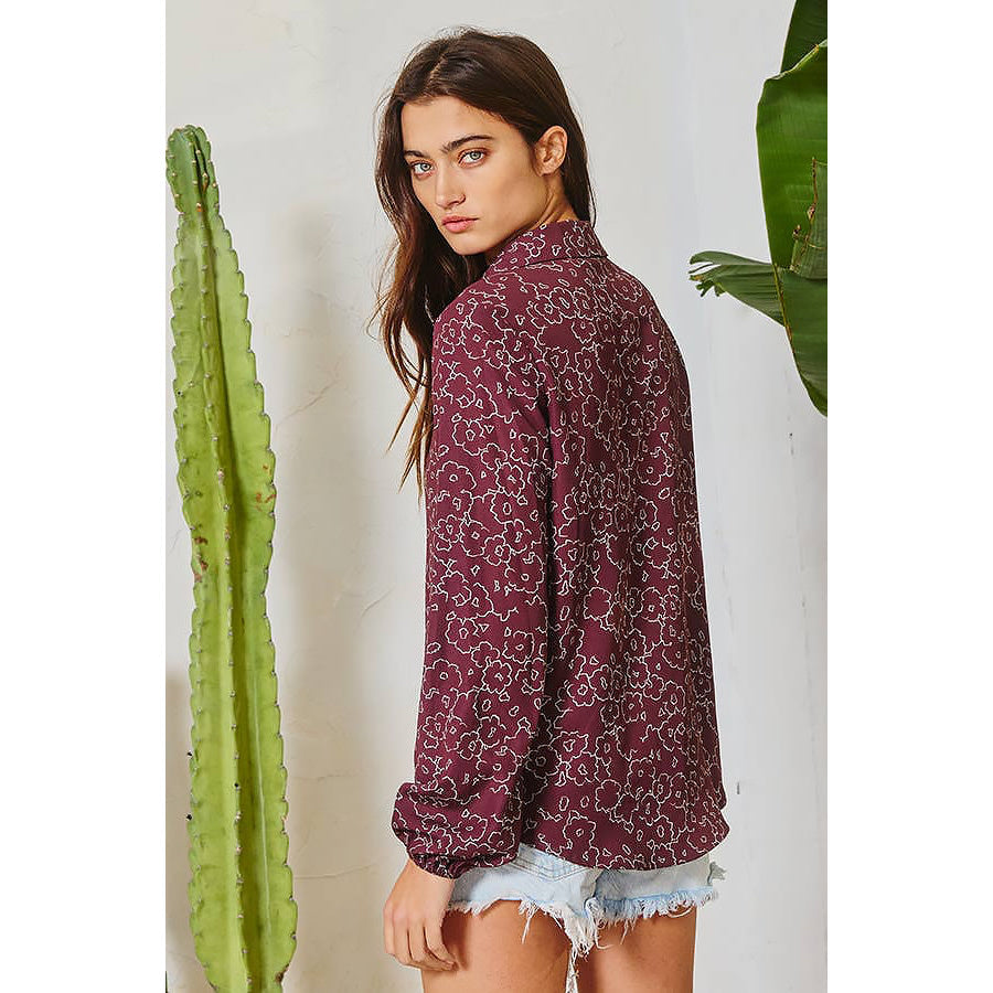 Playful Poppies Button Down Blouse